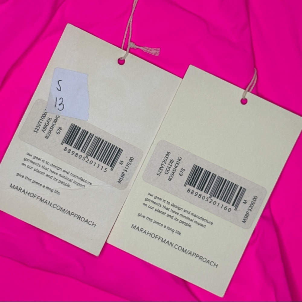 NWT | Mara Hoffman | Bandeau Bikini Set Two-Piece Swimsuit Hot Pink | Size M - Picture 6 of 10